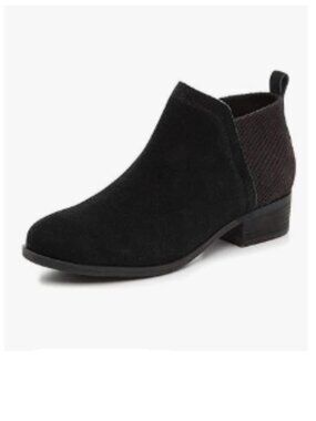 FOWT Black Patchwork Ankle Boots for Women Low Stacked Chunky Heels Booties